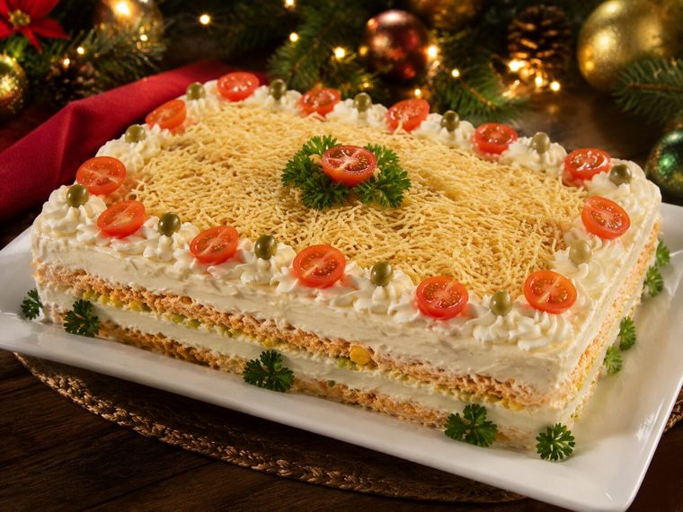Torta Fria Natalina de Frango